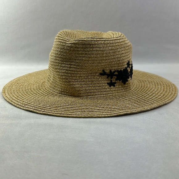 Target Accessories - Target Tan Embroidered Black Floral Hat Hat